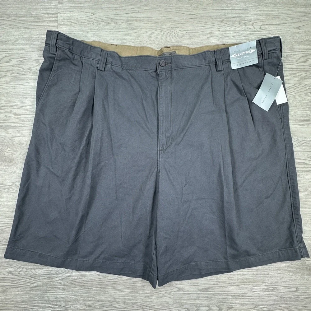 Geoffrey Beene Mens Shorts Extender Waist Pleated Graphite Gray Classic 52 NWT